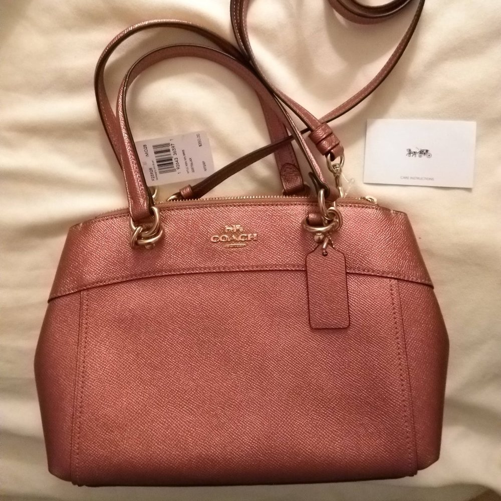 Coach Mini Brooke Bag in Metallic Pink Pebbled Leather ✨NWT✨
